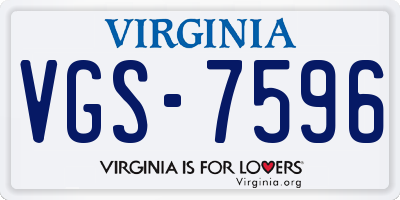 VA license plate VGS7596