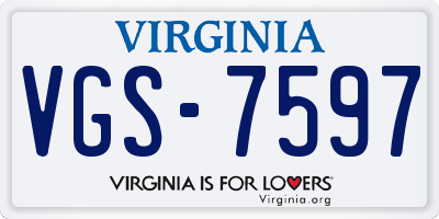 VA license plate VGS7597