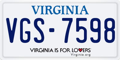 VA license plate VGS7598