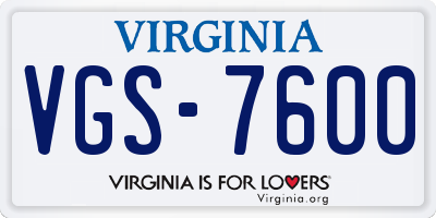 VA license plate VGS7600