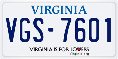 VA license plate VGS7601
