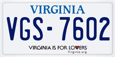 VA license plate VGS7602