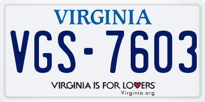 VA license plate VGS7603