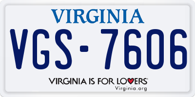 VA license plate VGS7606