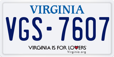 VA license plate VGS7607