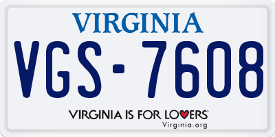VA license plate VGS7608