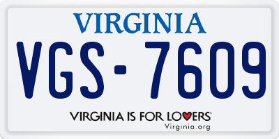 VA license plate VGS7609