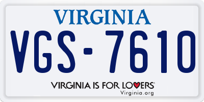 VA license plate VGS7610