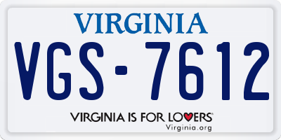 VA license plate VGS7612