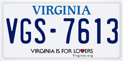VA license plate VGS7613