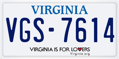VA license plate VGS7614