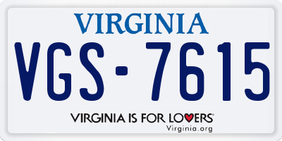 VA license plate VGS7615