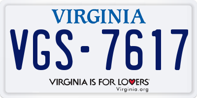 VA license plate VGS7617