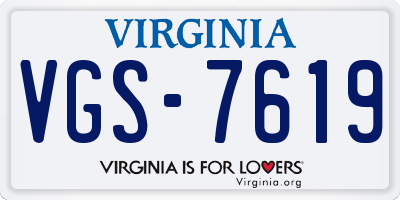VA license plate VGS7619