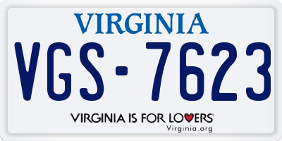 VA license plate VGS7623