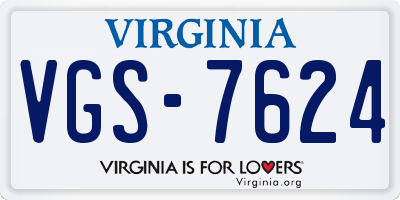 VA license plate VGS7624