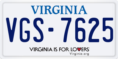 VA license plate VGS7625