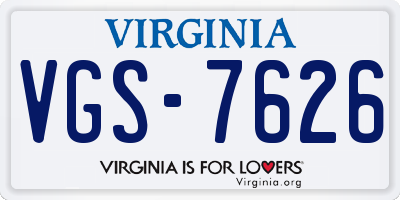 VA license plate VGS7626