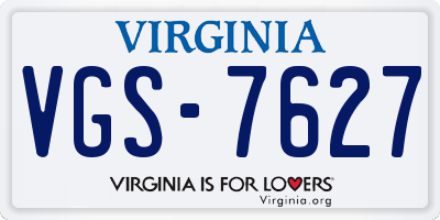 VA license plate VGS7627