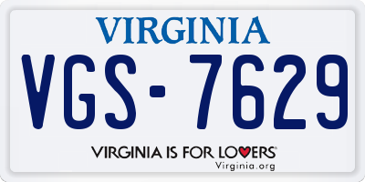 VA license plate VGS7629