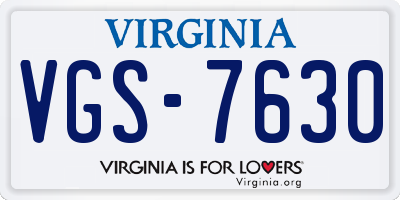 VA license plate VGS7630