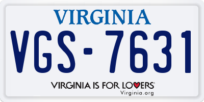 VA license plate VGS7631