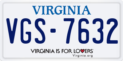 VA license plate VGS7632