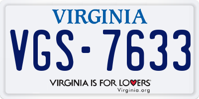 VA license plate VGS7633