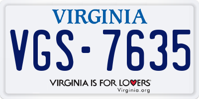 VA license plate VGS7635