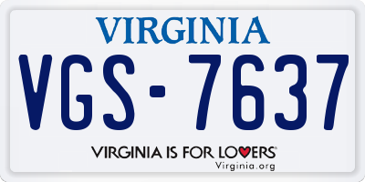 VA license plate VGS7637