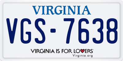 VA license plate VGS7638