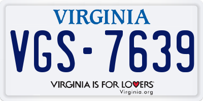 VA license plate VGS7639
