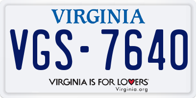 VA license plate VGS7640