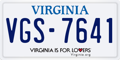 VA license plate VGS7641