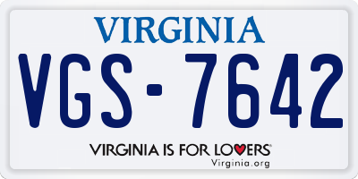VA license plate VGS7642