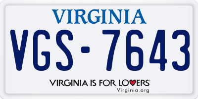 VA license plate VGS7643