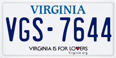 VA license plate VGS7644