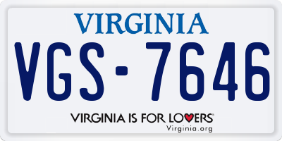 VA license plate VGS7646