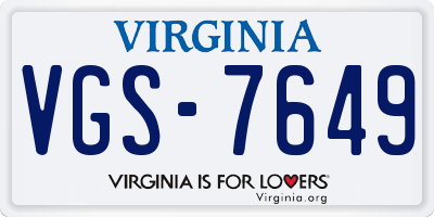 VA license plate VGS7649