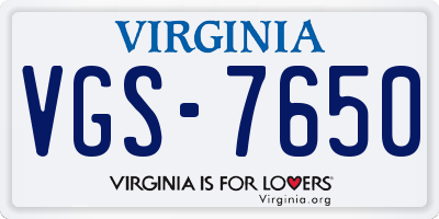 VA license plate VGS7650