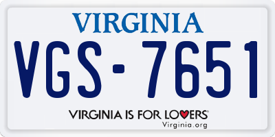 VA license plate VGS7651
