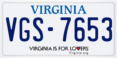 VA license plate VGS7653