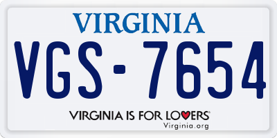 VA license plate VGS7654