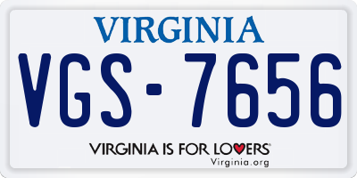 VA license plate VGS7656