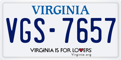 VA license plate VGS7657