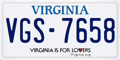 VA license plate VGS7658