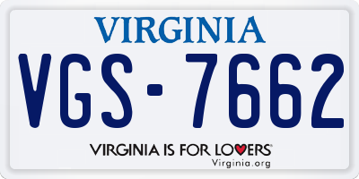 VA license plate VGS7662