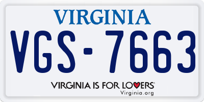 VA license plate VGS7663