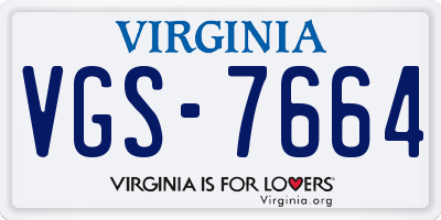 VA license plate VGS7664