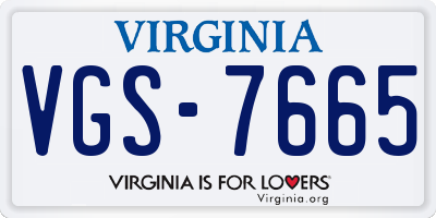 VA license plate VGS7665